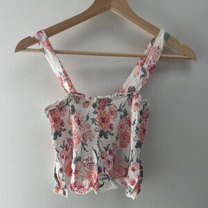Garage Floral Smocked Crop Top